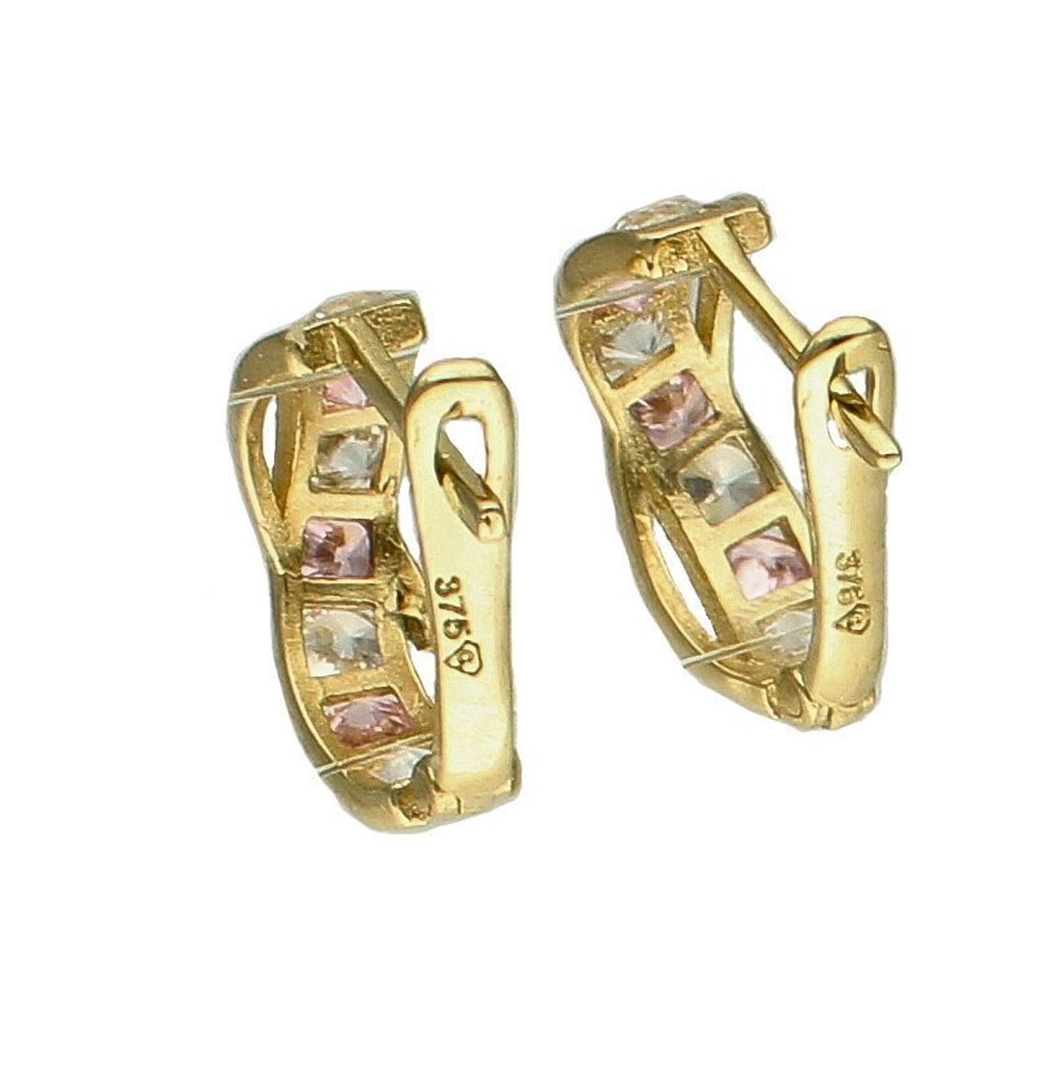 Złote kolczyki damskie 375 z różowymi cyrkoniami KL 4015A 375 (2).jpg